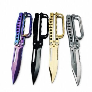 vlinder loopgraaf mes-4 kleuren vouwen Balisong met knokkelbeschermer
