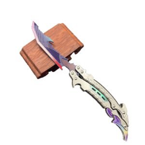 game peripheral flame shadow metal butterfly knife unsharpened